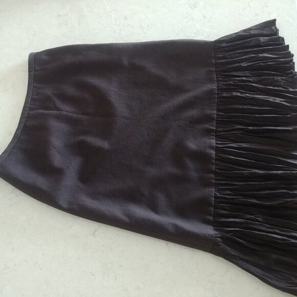 Ann Taylor wool midi skirt dark chocolate brown pleated flounce bottom 4 Petite - Picture 3 of 14